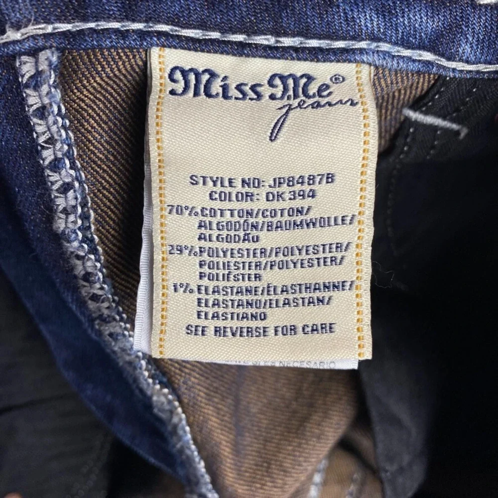 Miss Me Jeans Womens 28 Blue Signature Boot Flared Flap Pocket Dark Wash Denim - Picture 10 of 16